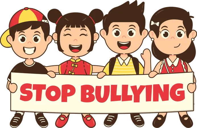 People stand against bullying activity  Illustration