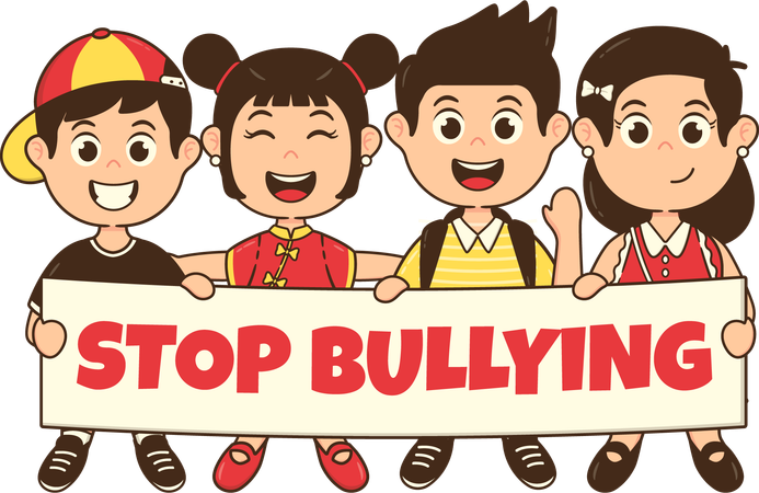 People stand against bullying activity  Illustration