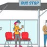 illustration for people waiting bus on bus stop