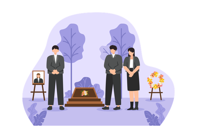People standing in funeral ceremony  Ilustración