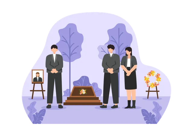 People standing in funeral ceremony  Ilustración