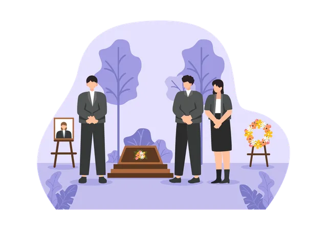 People standing in funeral ceremony  Illustration