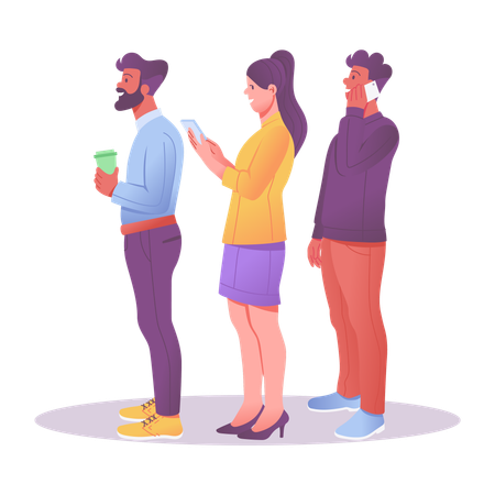 People standing in queue  Illustration