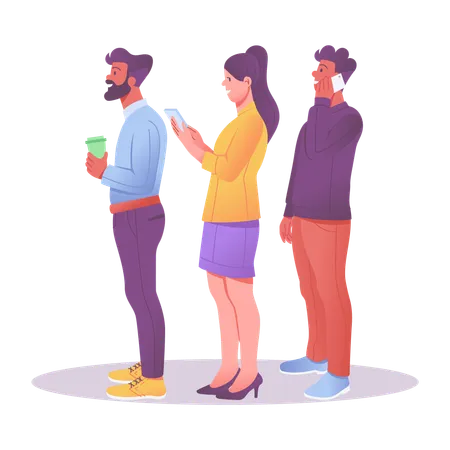 People standing in queue  Illustration