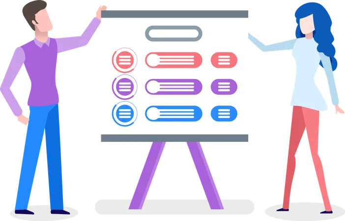 People Standing near Presentation Board  Illustration