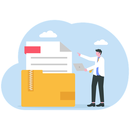 People standing next to  file storage box  Illustration