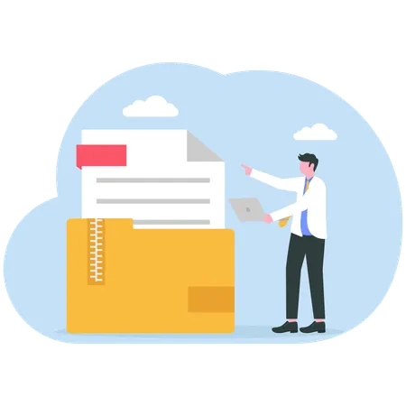 People standing next to  file storage box  Illustration
