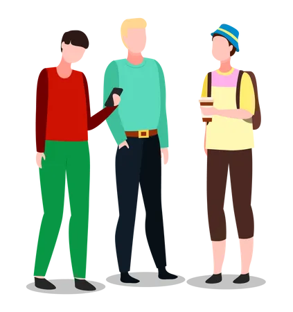 People Standing Together  Illustration