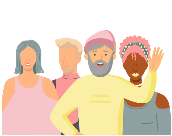 People Standing Together  Illustration