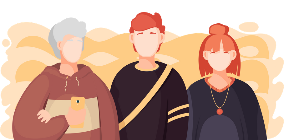 People Standing Together  Illustration