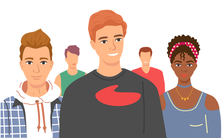 People Standing Together  Illustration