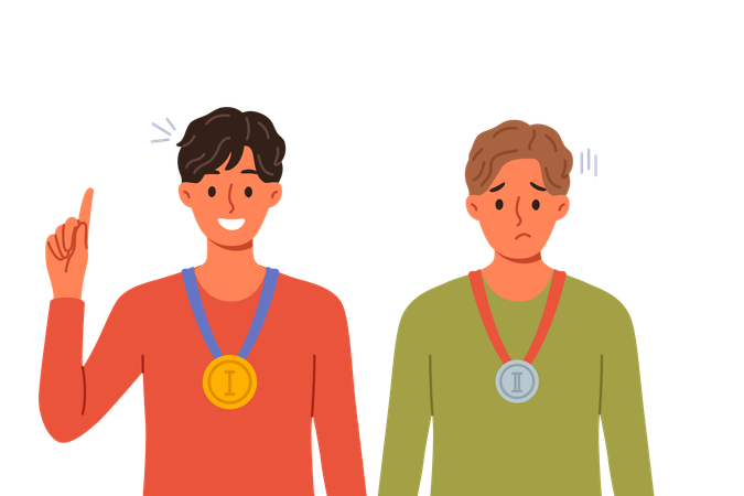 People standing wearing medals  Illustration