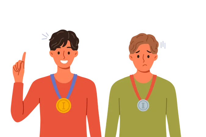 People standing wearing medals  Illustration