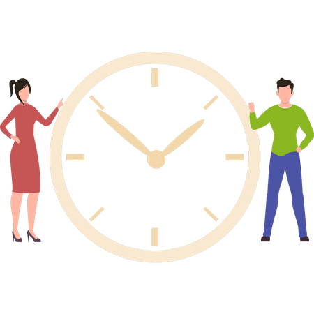 People standing with clock Illustration