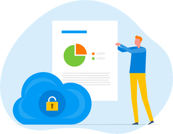 People Store files document on cloud servers  Illustration