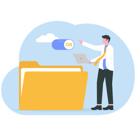 People storing data on cloud servers  Illustration
