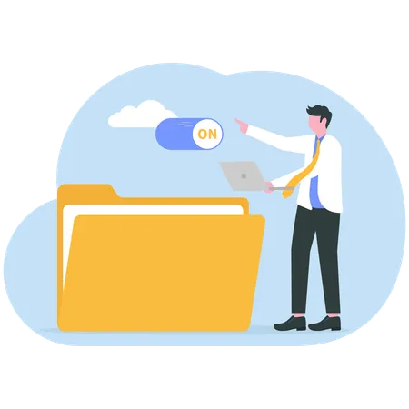 People storing data on cloud servers  Illustration
