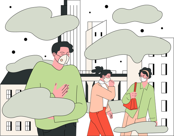 People suffering breath issue  Illustration