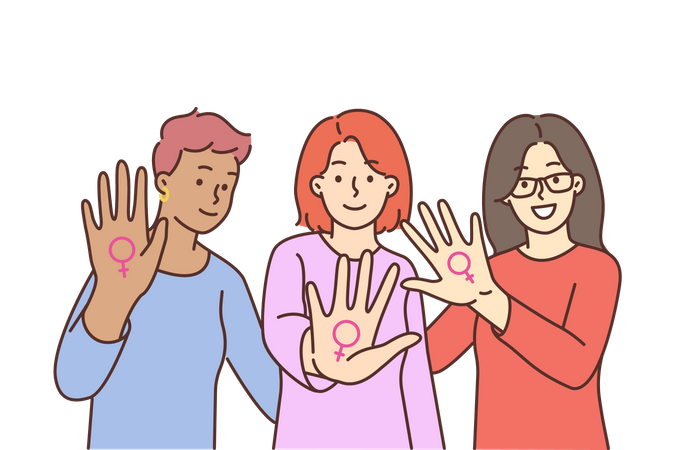People supporting feminism Illustration