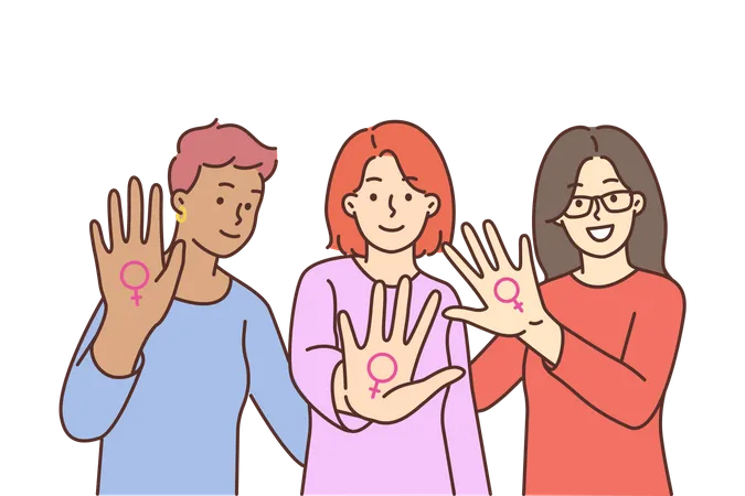 People supporting feminism Illustration