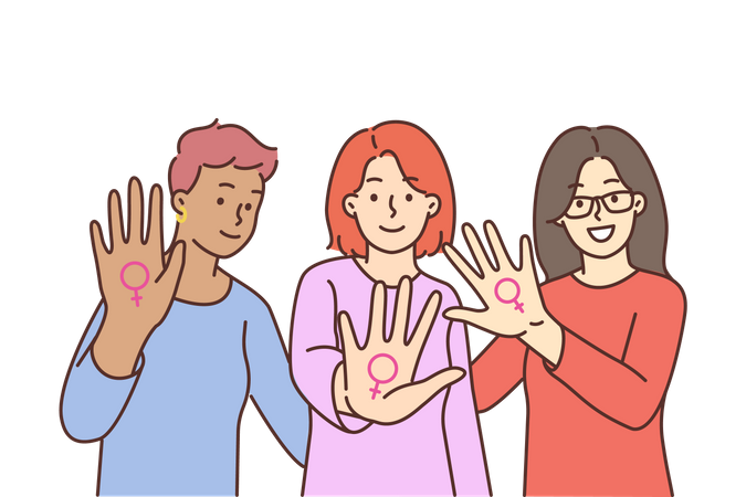 People supporting feminism  Illustration