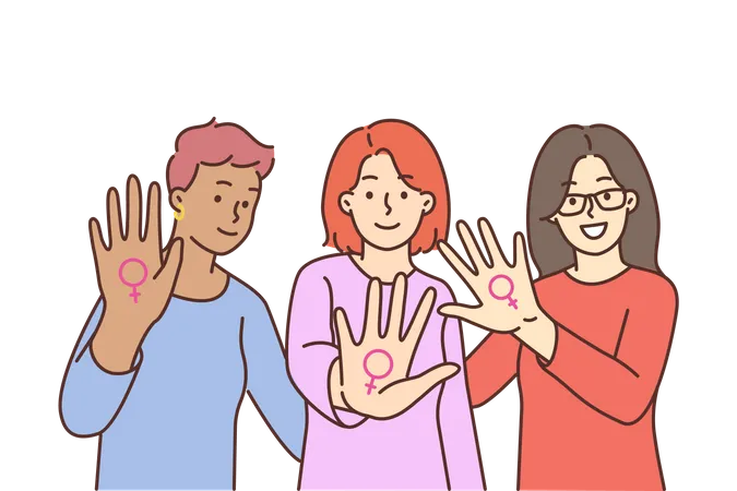 People supporting feminism  Illustration