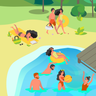 illustration people swimming