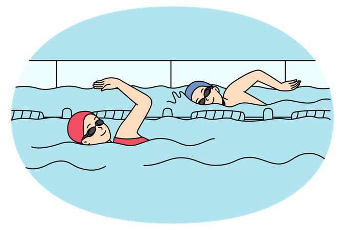 People swimming in indoors pool  Illustration