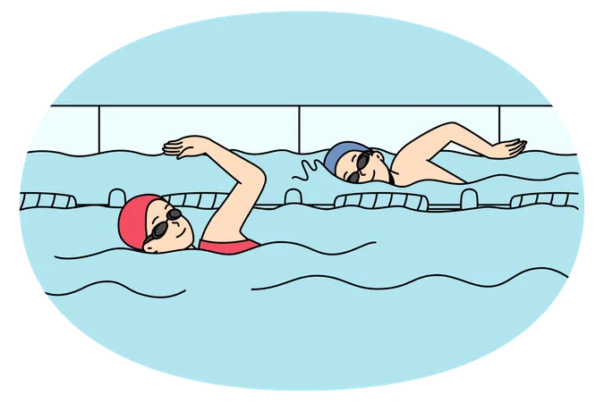 People swimming in indoors pool  Illustration