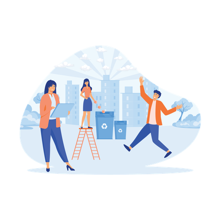 People take care about planet ecology  Illustration