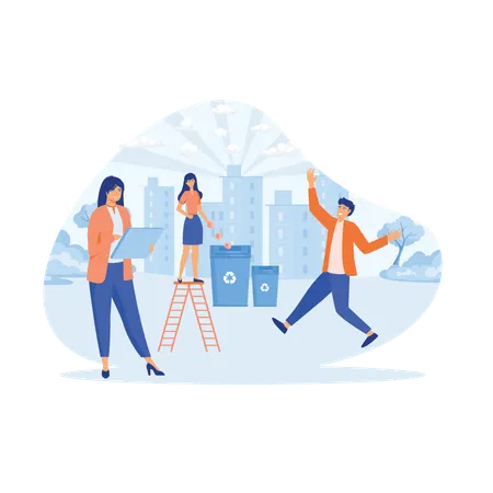 People take care about planet ecology  Illustration