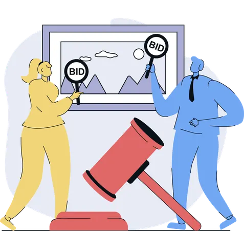People takes part in online auction  Illustration