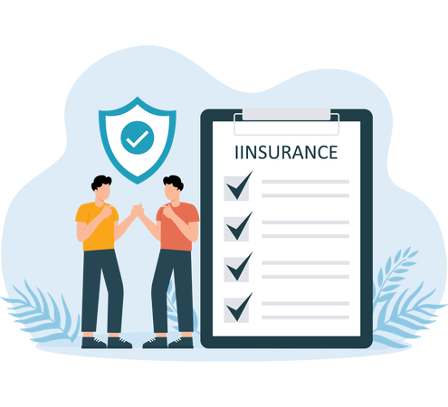 People taking about insurance poolicy  Illustration