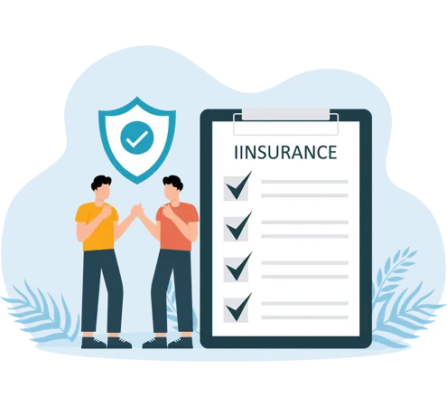 People taking about insurance poolicy  Illustration