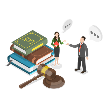 People taking about law and justice  Illustration