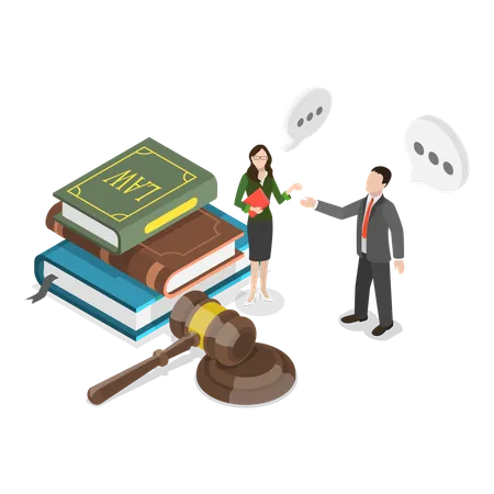 People taking about law and justice  Illustration