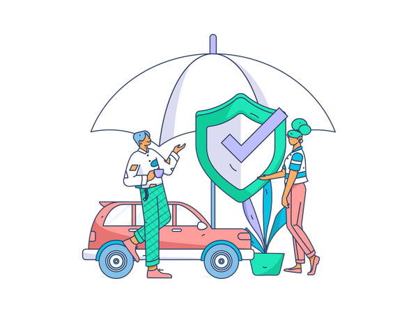 People taking car insurance  Illustration