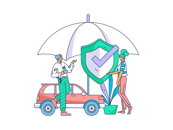 People taking car insurance  Illustration