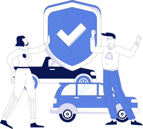 People taking Car security policy  Illustration