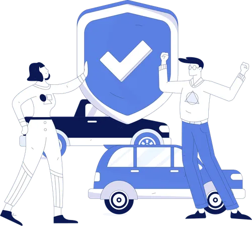 People taking Car security policy  Illustration