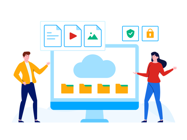 People taking cloud computing service  Illustration