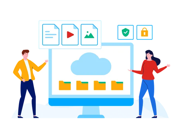 People taking cloud computing service  Illustration