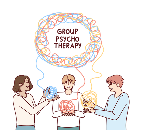 People taking group psycho therapy  Illustration