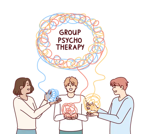 People taking group psycho therapy  Illustration