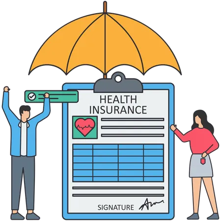 People taking health insurance  Illustration