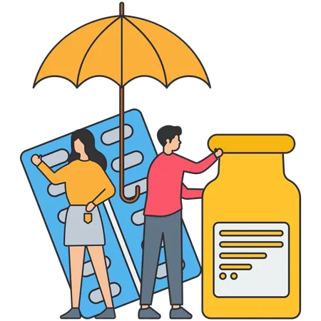 People taking medical insurance  Illustration