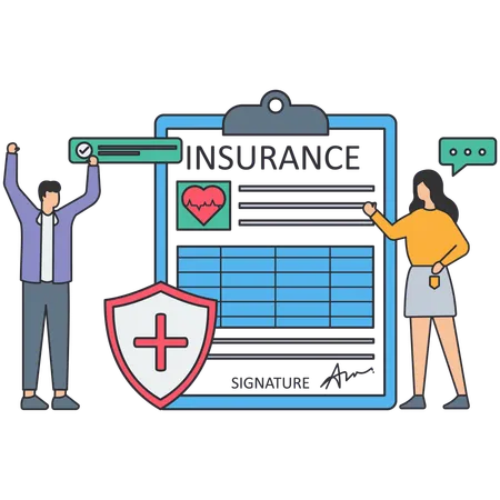 People taking medical insurance  Illustration