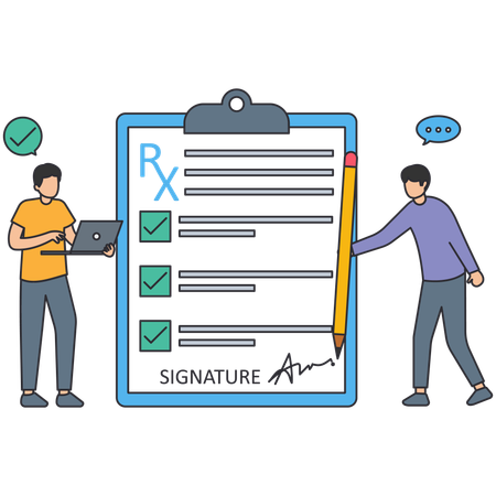 People taking medical prescription  Illustration