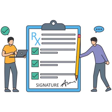 People taking medical prescription  Illustration