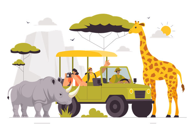 People taking photos in safari  Illustration